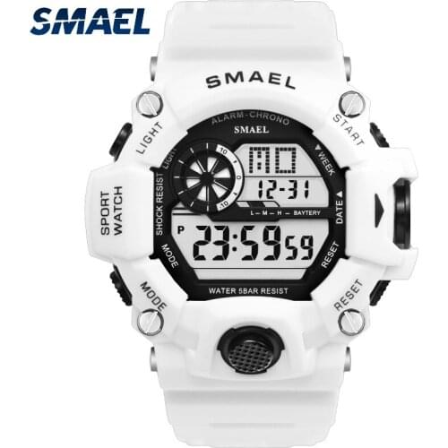 SMAEL Chrono Men Watch Top Luxury Brand Sport Watch Electronic Digital Male Wrist Clock Man 50M Waterproof Mens Watches 1385