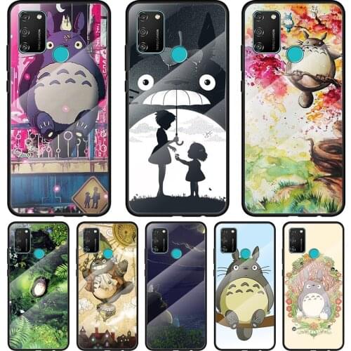 Anime Studio Ghibli Totoro Tempered Glass Cover For Honor 30 20 10 9X 8X Pro Plus Lite Silicone Phone Case Coque