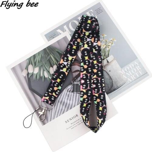 Flyingbee Kawaii Cartoon Briquette Anime Lover Key Chain Lanyard Neck Strap For USB Badge Holder DIY Hang Rope For Fan Kid X1626