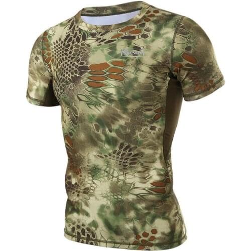 Summer Military Camouflage T-shirt Men Tactical Army Combat Quick Dry Short Sleeve Camo Clothing Casual O Neck T shirt
