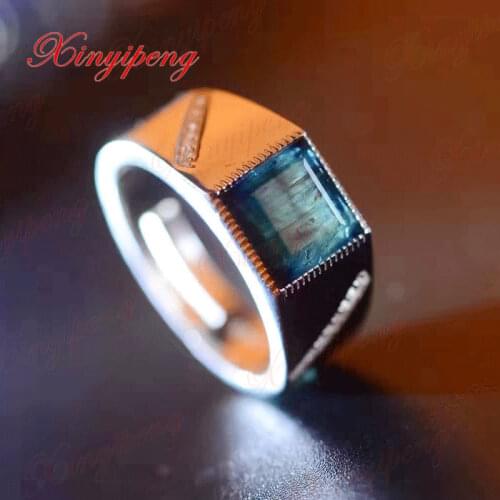 925 sterling silver with 100% natural sapphire ring Mens with Luxury and generous A wedding gift