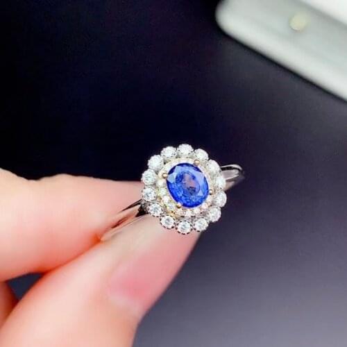 CoLife Jewelry Fashion Sapphire Wedding Ring for Woman 4mm*5mm Natural Sapphire Silver Ring 925 Silver Sapphire Jewelry