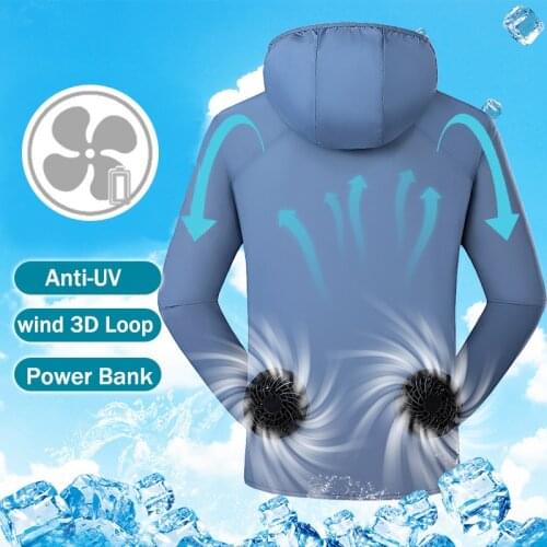 Summer Cooling Fan Vest USB Fan SUN-Protective Quick Cooling Hiking Jacket Men Women Air Conditioning Cool Coat Fishing Jackets
