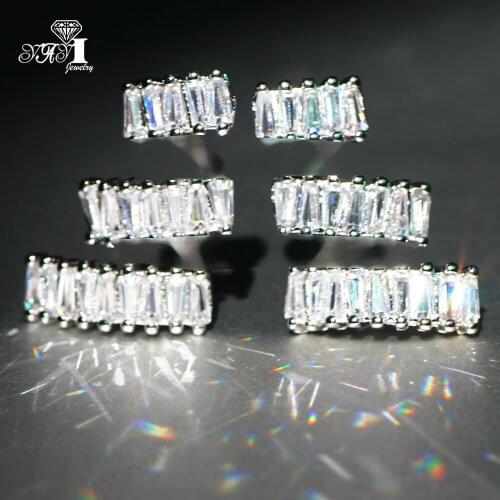 YaYI Fashion Princess Cut White Natural Gemstones Cubic Zirconia Silver Color Wedding Party Ear Stud Precious Tassel Earrings
