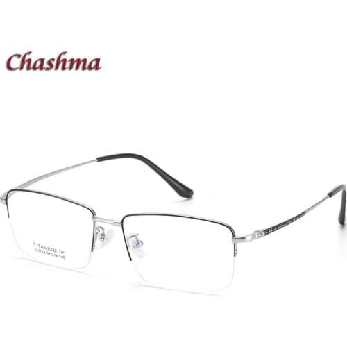 Men Titanium Frame Ultra Light Optical Spectacles for Men Half Square IP Plating Eyeglasses Prescription Frame