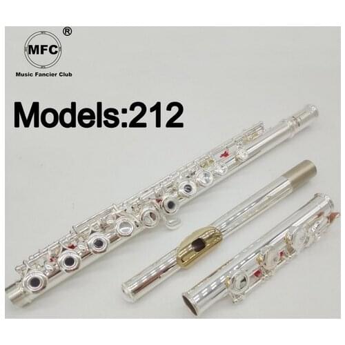 Music Fancier Club Professional Flute 212 Silver Plated Flute Gold Plated Lip Plate B Leg Open Close Holes 17 E Key