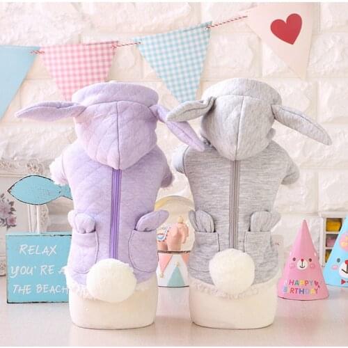 New Cotton Winter Dog Clothes Cute Small Dogs Rabbit Dog Coats Diamond Quilted Fleece Lined Warm Pet Clothes Cats Yorkie XS-XL