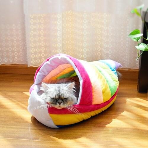 New Rainbow Cat Bed Nest Little Cats House for Cat Accessories Pet Bed for Dog Supplies for Dogs D5045