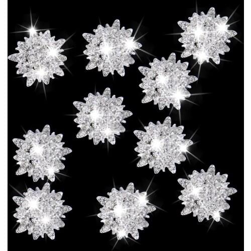New Hot Sale 10pcs DIY Crystal Rhinestone Sunflower Flower Buttons Embellishments 30mm Wedding Dress Sewing Suppies Accessories