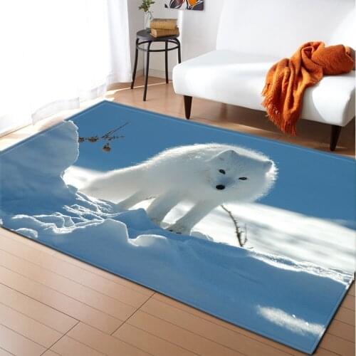 New Fashion Children Bedroom Carpet 3D Animal Wolf Leopard Flannel Non-slip Play Mat Kitchen Rugs Bedside Living Room Area Rug