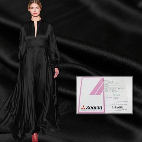 Pearlsilk Japanese Black Satin Acetic Drape Crease Resistant Fabrics Materials Women Dress Pants Sewing Cloth Freeshipping