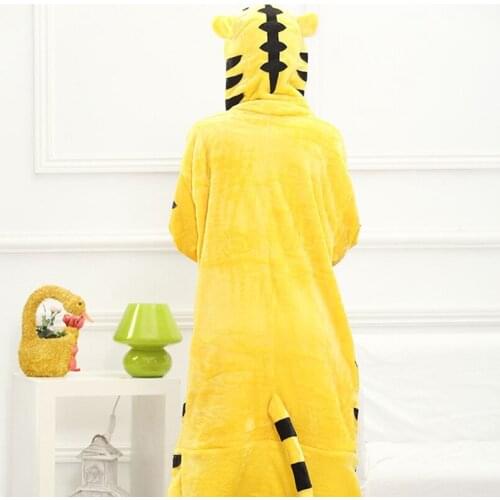 Adults Animal Pajamas Sets Cartoon Sleepwear Cosplay Zipper Women Men Winter Unisex Flannel Tiger Pajamas