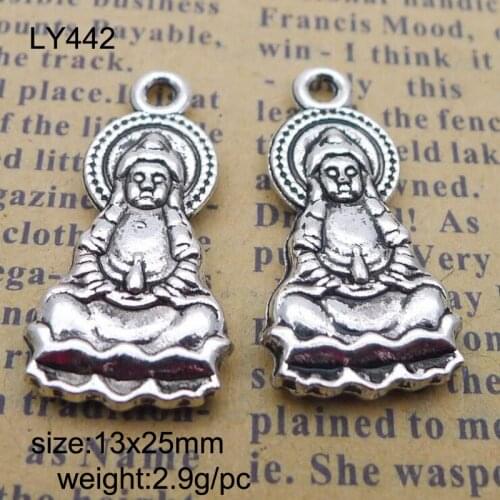 20pcs/lot Alloy Charms Antique Silver Plated Avalokitesvara Charm Pendant Handmade Hanging Crafts 13x25mm
