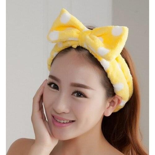 Lovely Big Color Bow Dot Striped Soft Shower Hair Band Wrap Headband Bathing Makeup Special Cute Cotton Headband