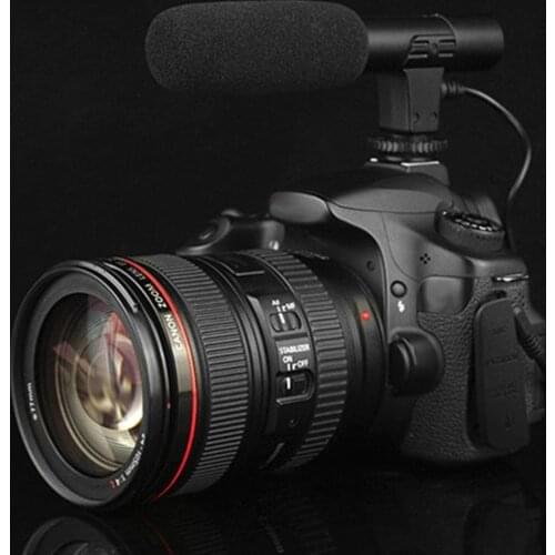 Professional Condenser Microphone 3.5mm Recording Microphone Interview Mic for DSLR Camera Video DV Camcorder