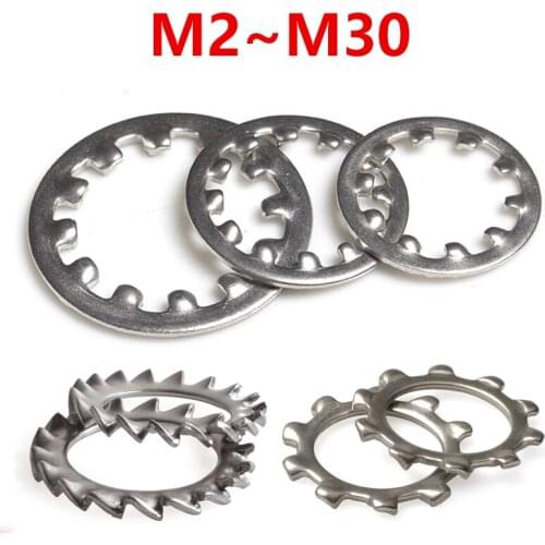 With Teeth Inner and Outer Lock Washer 304, Stainless Steel M3 M4 M5 M6 M8 M10 M12 M14 M16 M20 M22 M24 M30
