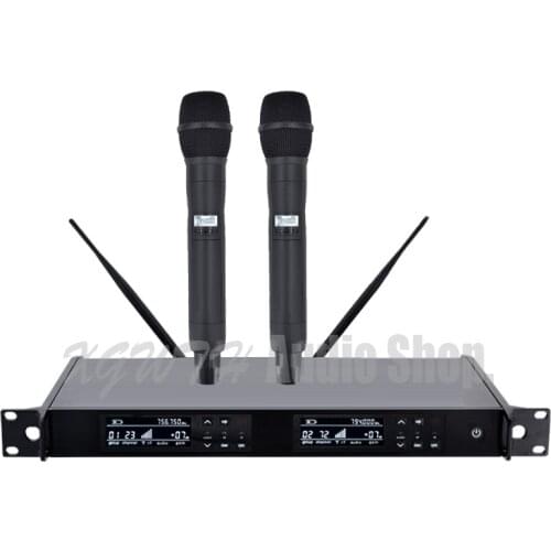 2 Channel Stage Per Wireless Microphone System UHF 2 Handheld Microphone Dynamic Cardioid Mic Transmitters