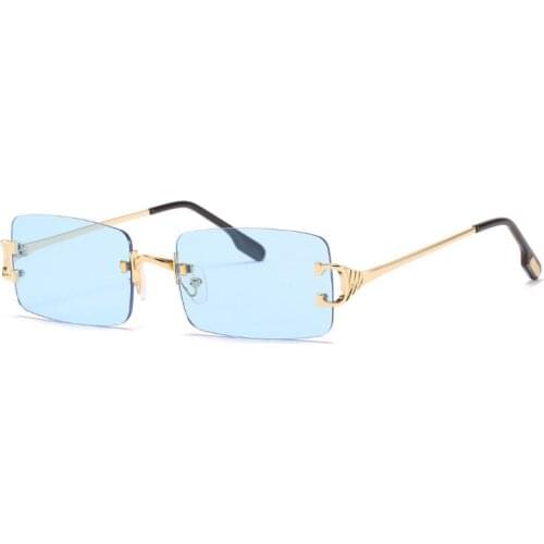 Retro Rimless Sunglasses Women Men Fashion Ocean lens Brand Designer Sun Glasses Rectangular Glasses UV400 Oculos De Sol