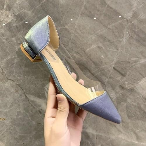 Spring Women Pointed Toe Transparent Shoes Lady Fashion Sweet Party Pointed Toe Mixed Colors PU Womens Shoes Zapatillas Mujer