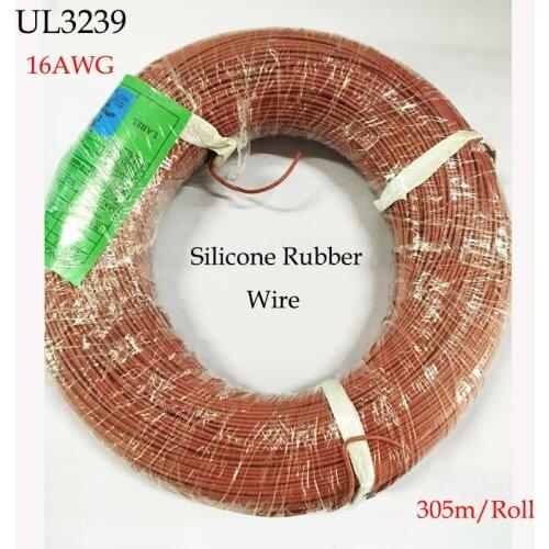 UL3239 16AWG 3kv Hi-Voltage Silica Wire,1.32mm2 Soft Silicone Silica Gel Electrical Wire Tinned Copper Lighting Cable 305m/Roll