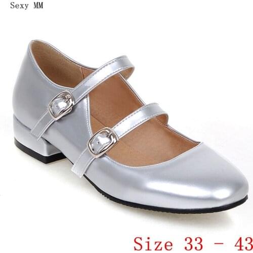 Pumps Mary Janes Women Oxfords Career Shoes Low Med Heels Woman Low Med Heel Shoes Small Plus Size 33 - 40 41 42 43
