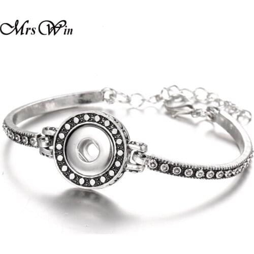 New Snap Jewelry Bracelets 12mm Snap Bracelet Crystal Metal Silver color 12mm Snap Button Bracelets for Women