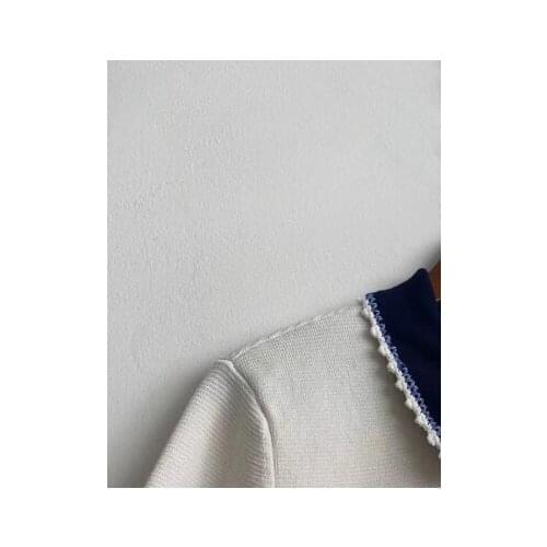 Spring/Summer 2021 New Turn-dowm Collar Short-sleeved Sweater + A-line Half Skirt Knitted Suit Women SU508