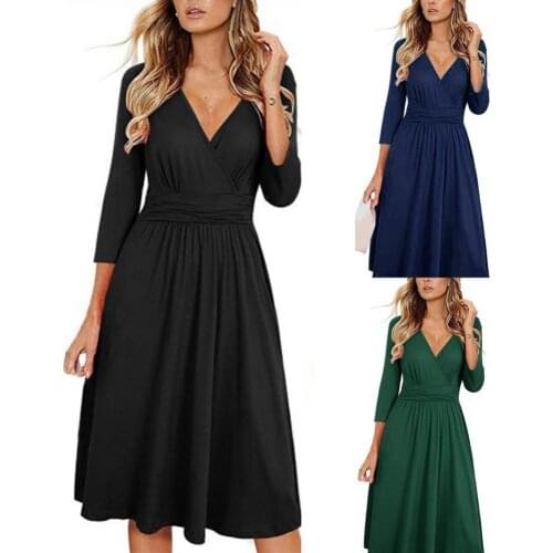 Soft Simple Three Quarter Sleeve Lady Dress Skin-friendly Women Dress Multi-color for Going Out Long Robe Korean Style Fashion