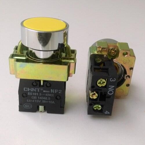 1PCS CHINT NP2-BA51 Momentary Push Button 1NO Self-reset Flat Pushbutton Switch Replace XB2-BA42