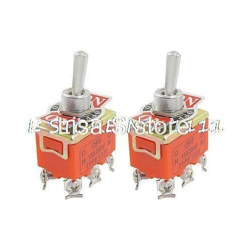 2 Pcs AC 250V 15 Amp 15A ON-OFF-ON DPDT Latching Toggle Switch w 6 Terminals 1322