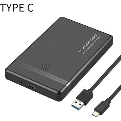 20pcs/lot Portable 2.5 inch TYPE C HDD SSD Enclosure 480Mbps USB 3.0 USB 2.0 Hard Drive Disk Box Mobile External Case for PC