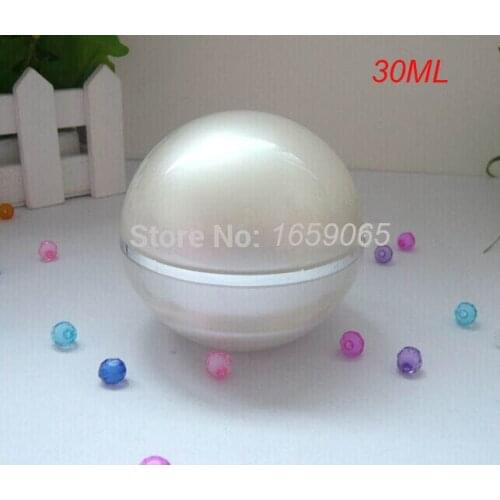 30g pearl white acrylic ball shape cream jar plastic jar f eye cream day cream capsule moisturizer gel cosmetic packing ball jar