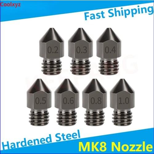 3D Printer Hardened Steel MK8 Volcano Nozzles All Metal Hot end Print Head for Ender 3 Anet A8 Makerbot Creality CR-10