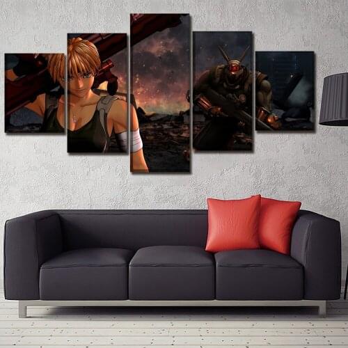 5 Piece Wall Art Canvas Anime Figure Armor Posters Modern Home Room Modular Pictures Decor Living Room Decoration Paintings