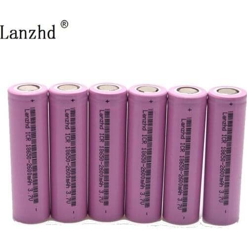 6PCS 18650 for samsung 18650 Battery 3.7v Rechargeable batteries 2600maH Li ion ICR18650 26F Battery