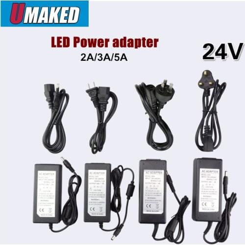 AC 100-240V to DC 24V 2A/3A/4A/5A Power Adapter Supply Transformer Charger(US/UK/EU/AU) For LED Strips Light