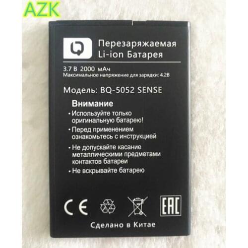 AZK 1PCS New 3.7V 2000mAh BQS 5052 BQS5052 Battery for BQ BQ-5052 Sense phone battery Accumulator