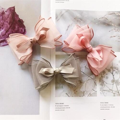 Childrens hair accessories curled gold yarn bow hairpin childrens princess multi-layer headdress hairpin