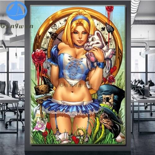 5D DIY Diamond Painting cartoon girl ,rabbit,hat bird Full Square/Round Rhinestones Diamond Embroidery Set Mosaic Cross Stitch