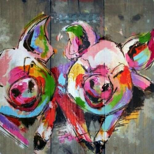 Full square 5d diy diamond painting painted pig pattern diamond embroidery 3d full round drill wall sticker 20x20cm