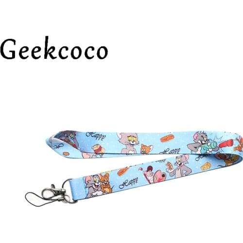 Cat and mouse Cartoon keychains Accessory Safety Breakaway Mobile Phone USB Or ID Badge Holders Keys Straps Neck lanyards J0393