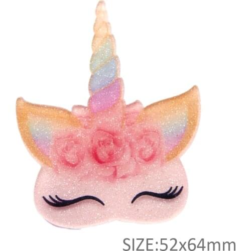 David accessories 25pcs/lot Glitter Cartoon Unicorn Acrylic DIY Bow Bag Material Home Decoration Crafts accessories,25Yc7951