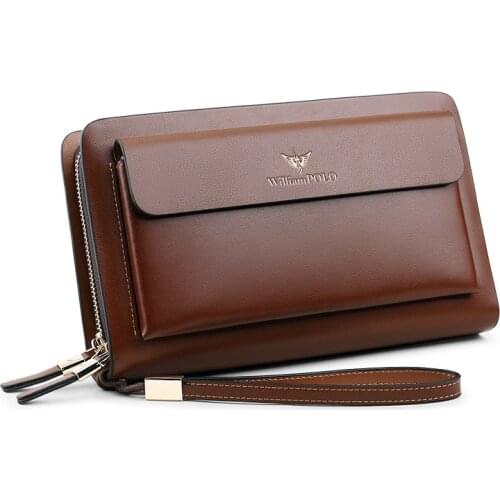 Business Mens Brand Clutch Bags split Leather Phone Credit Card Organizer Large Wallet New Fashion Zipper Hand Bag