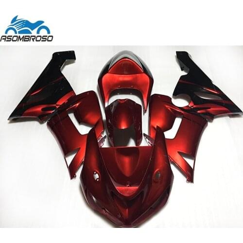 Motorcycle Bodyparts Plastic racing for Kawasaki Ninja ZX6R bright red black fairing kit 2005 2006 fairing set zx6r 05 06 BN66