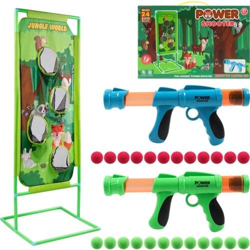 Children Indoor & Outdoor Forest Themed Air Power Shooter Soft Foam Balls Gun Score Standing Shooting Target Toy