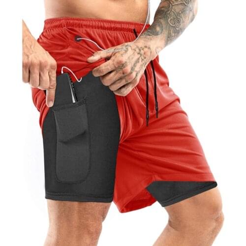Men Casual Sports Shorts with Pockets and Inner Layer, Solid Color Elastic Waist Breeches, M-XXXL Plus Size
