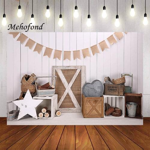 Mehofond Photography Background Rustic Christmas White Wooden Wall Kids Portrait Birthday Party Decor Backdrop Photo Studio Prop