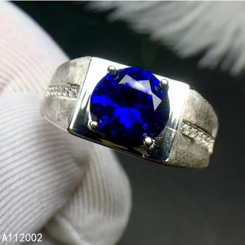 KJJEAXCMY fine jewelry natural sapphire 925 sterling silver new adjustable gemstone men ring support test popular exquisite