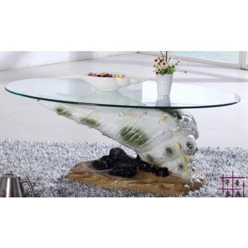 Mermaid furniture round tea table.. Toughened glass tea table personality. The tea-table