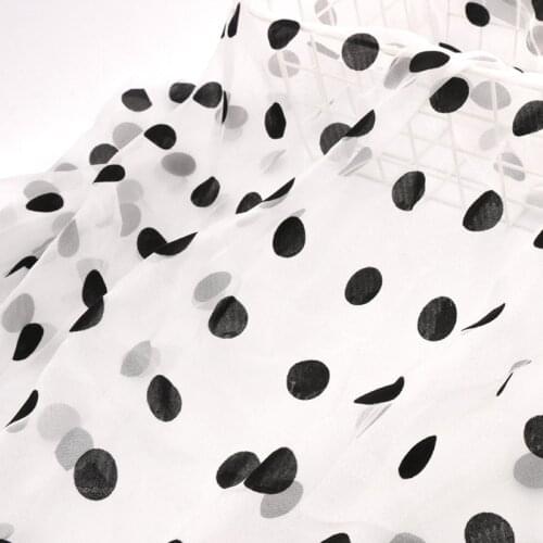 Big 2CM Polka Dot Organza lace fabric Flocking Black Polka Dots For Bridal Veil Wedding Dress, Evening Gown, Lace Top